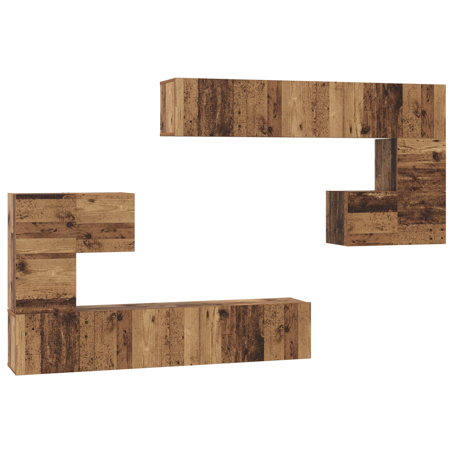 Tv-meubelset 8 pcs Oude hout Medium 30.5 x 30 x 30 cm