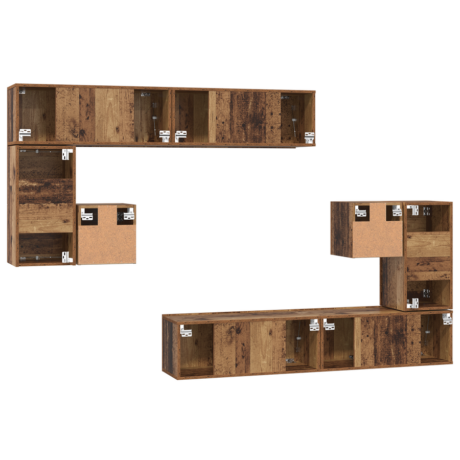 Tv-meubelset 8 pcs Oude hout Medium 30.5 x 30 x 30 cm