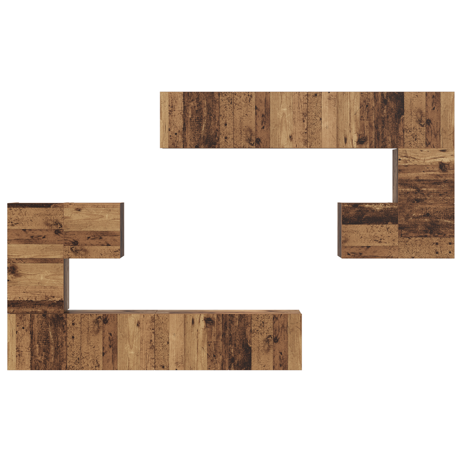 Tv-meubelset 8 pcs Oude hout Medium 30.5 x 30 x 30 cm