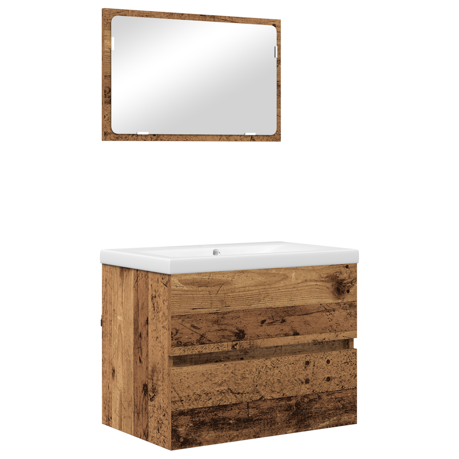 Badkamermeubelset 3 pcs Oud hout 60 x 38.5 x 45 cm Bewerkt hout