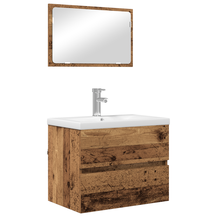 Badkamermeubelset 3 pcs Oud hout 60 x 38.5 x 45 cm Bewerkt hout