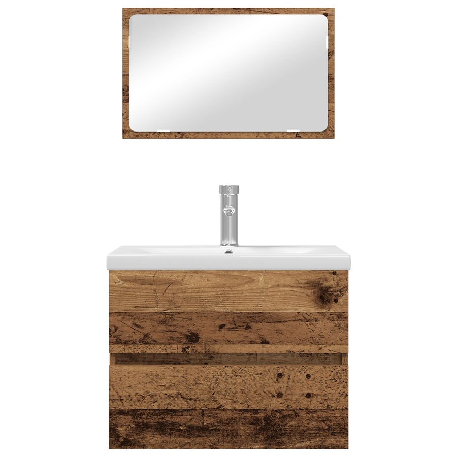 Badkamermeubelset 3 pcs Oud hout 60 x 38.5 x 45 cm Bewerkt hout