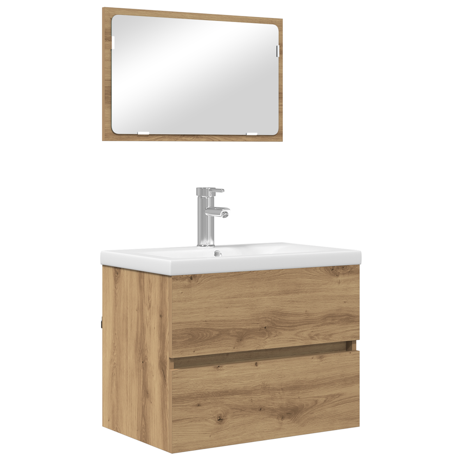 Badkamermeubelset 3 pcs Zwart eiken 60 x 38.5 x 45 cm