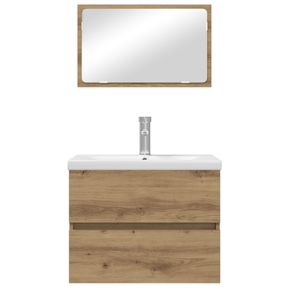 Badkamermeubelset 3 pcs Zwart eiken 60 x 38.5 x 45 cm