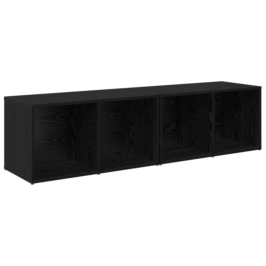 Tv-meubelset 2 pcs Zwart Eiken 37 x 35 x 107 cm Bewerkt hout