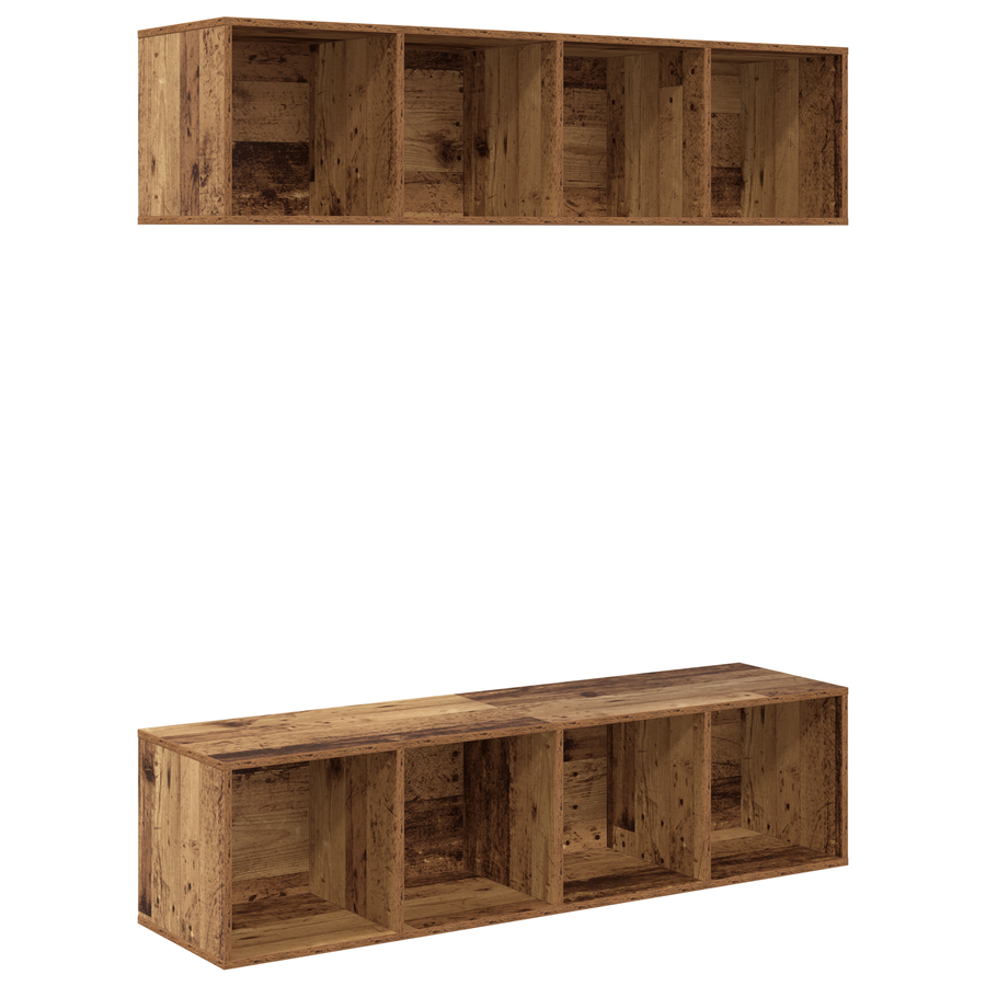 Tv-meubelset 2 pcs Oud hout 37 x 37 x 142.5 cm Bewerkt hout