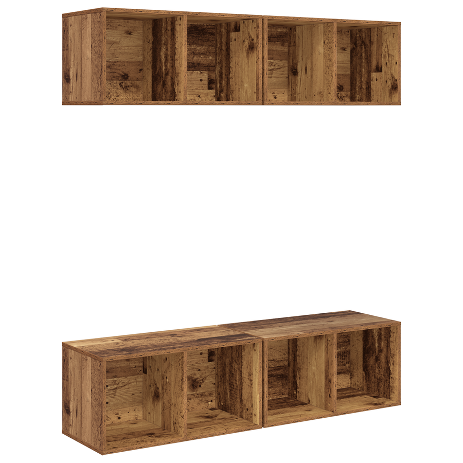 Wand TV Kast 4 pcs Oud hout 37 x 37 x 72 cm Bewerkt hout