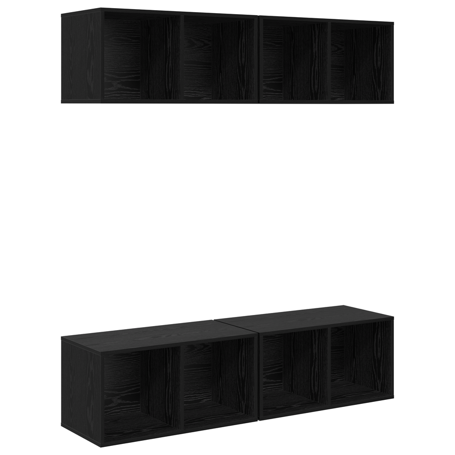 Wand TV Kast 4 pcs Zwart eiken 37 x 37 x 72 cm Bewerkt hout