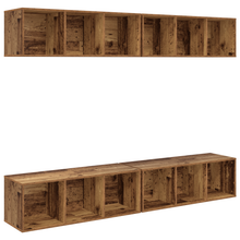 Wand TV Kast met plank met opslag 4 pcs Oud hout 37 x 37 x 107.5 cm