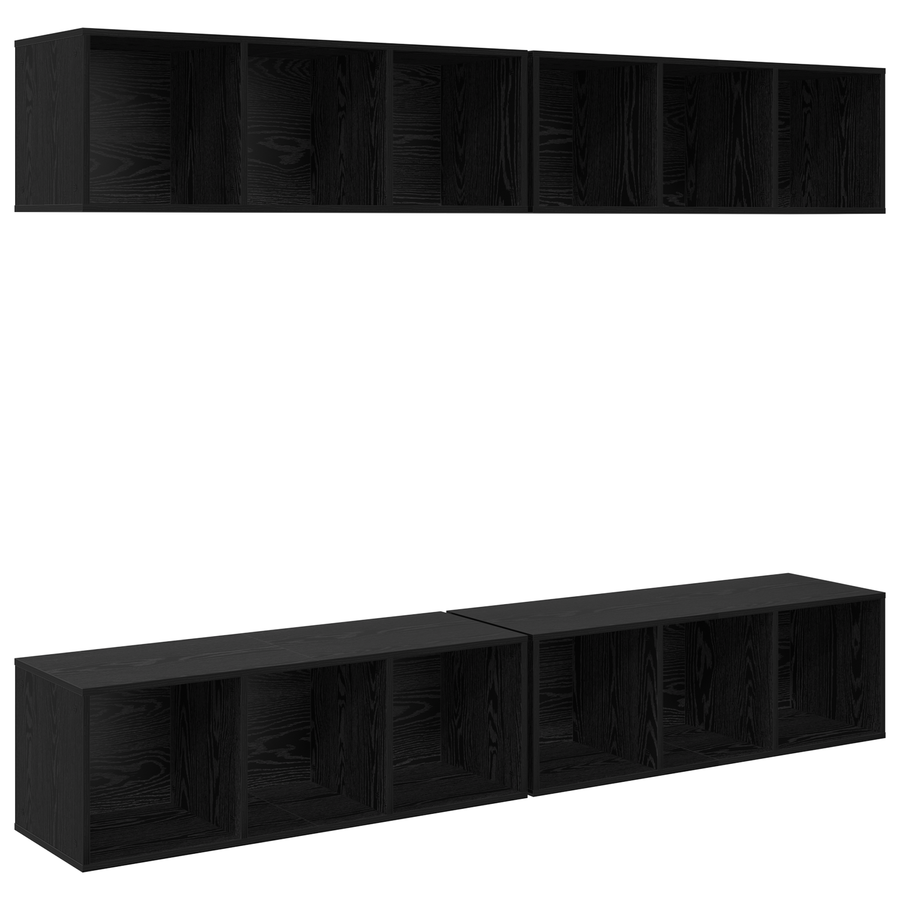 Wand TV Kast met plank met opslag 4 pcs Zwart eiken 37 x 37 x 107.5 cm