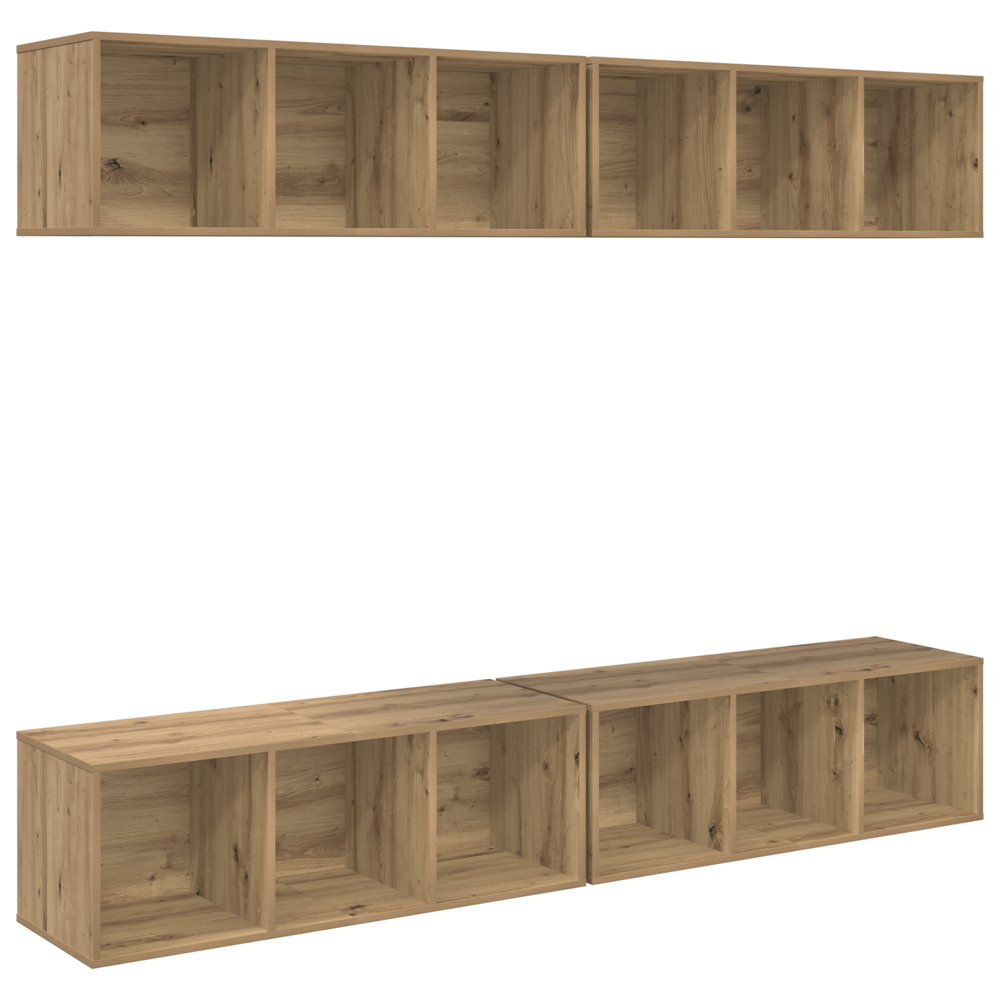 Wand TV Kast 4 pcs artisanaal eikenkleurig 37 x 37 x 107.5 cm