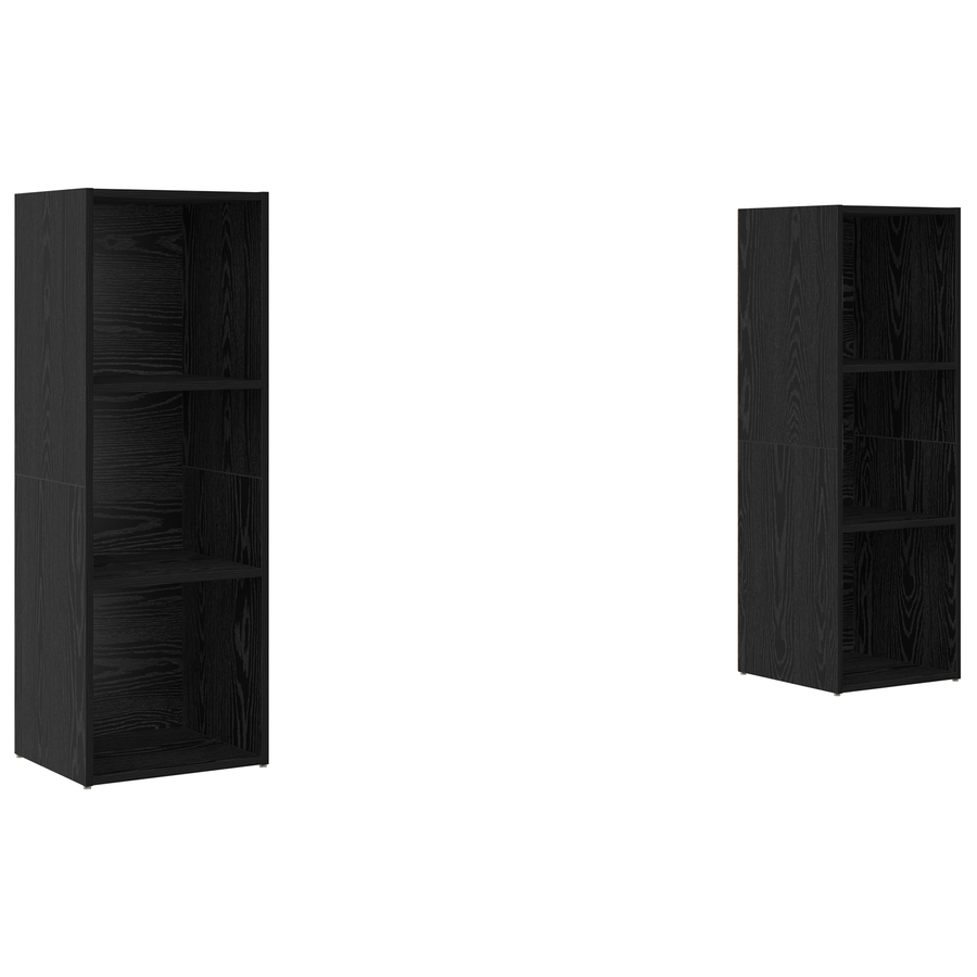 Tv-meubelset 2 pcs Zwart eiken 107 x 35 x 37 cm Bewerkt hout