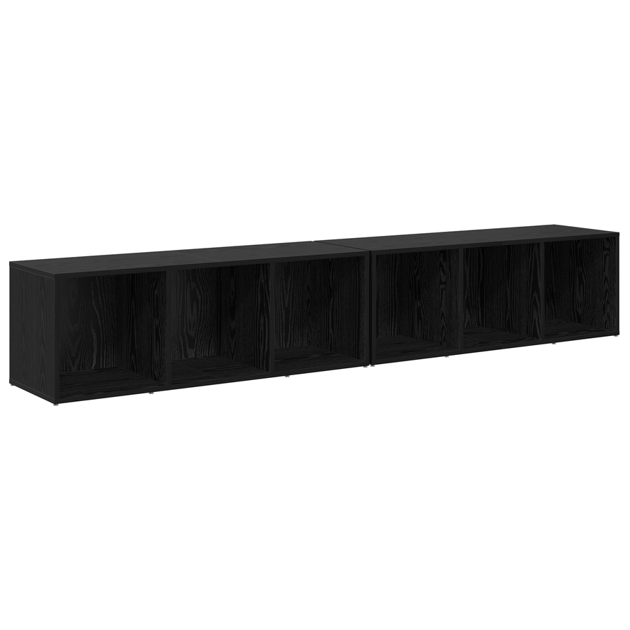 Tv-meubelset 2 pcs Zwart Eiken 37 x 35 x 107 cm Bewerkt hout