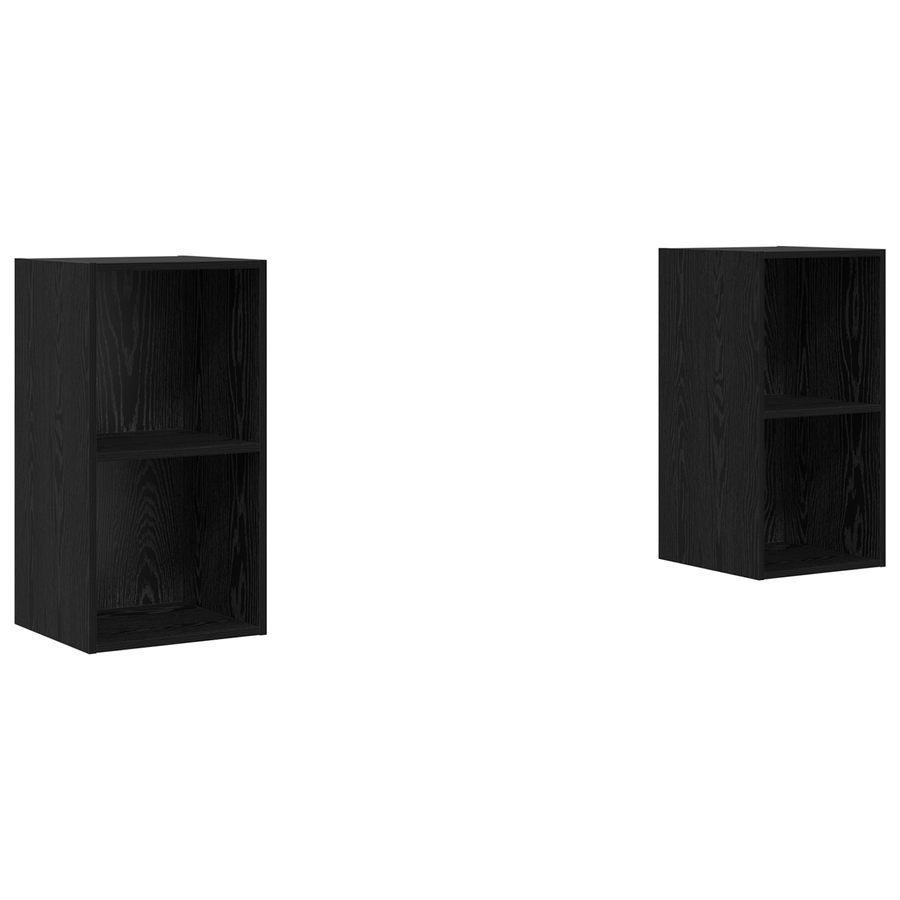 Wand TV Kast 2 pcs Zwart eiken 37 x 37 x 72 cm Bewerkt hout