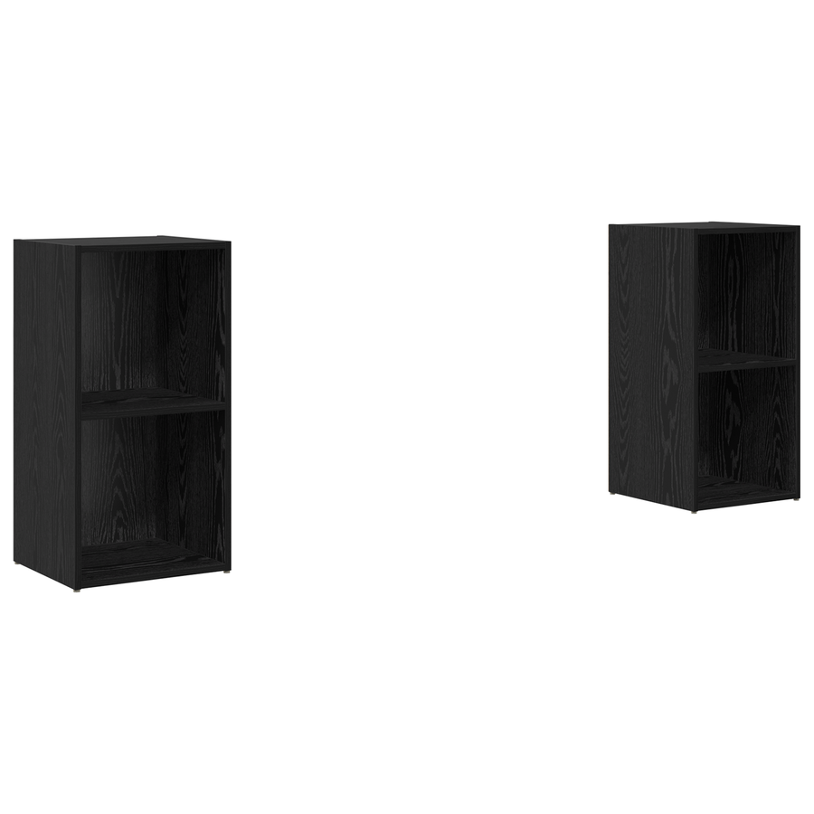 Tv-meubelset 2 pcs Zwart eiken 72 x 35 x 36.5 cm Bewerkt hout