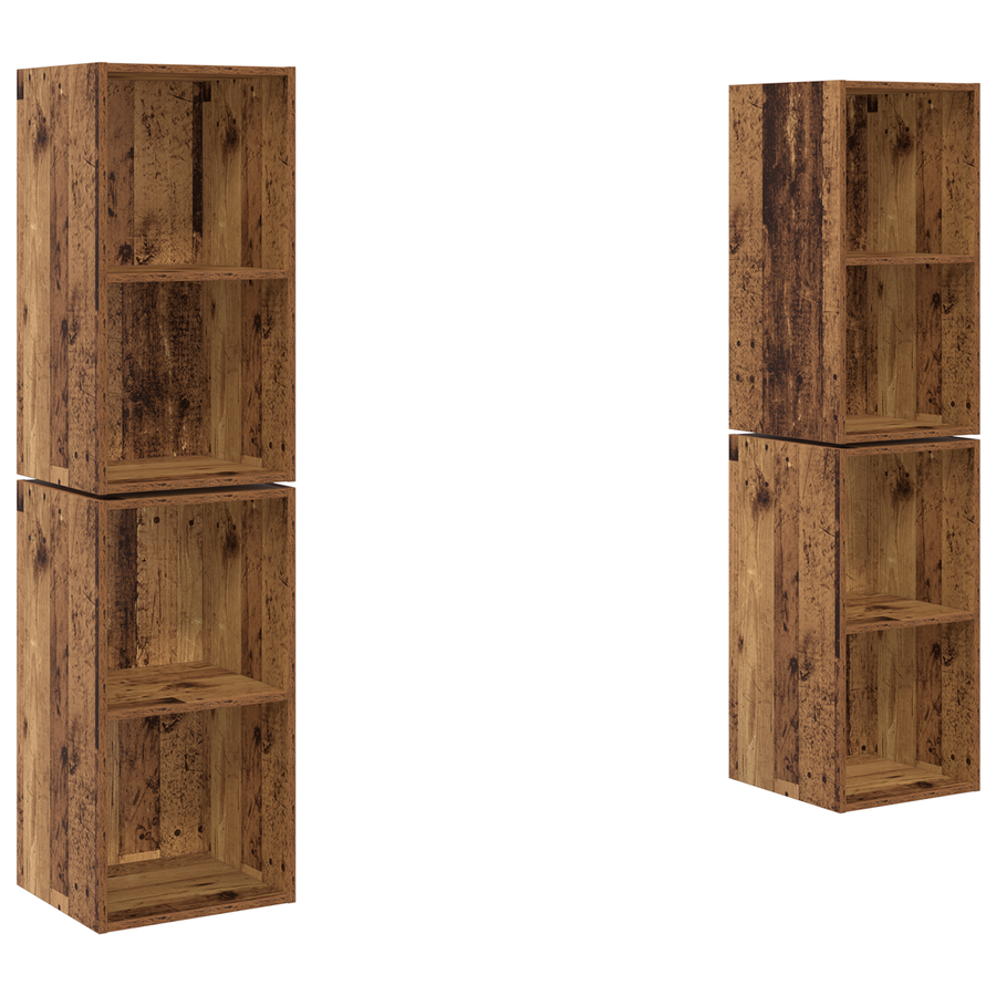 Wand TV Kast 4 pcs Oude hout 37 x 37 x 72 cm Bewerkt hout