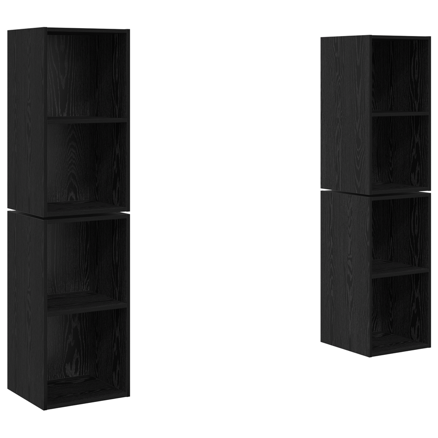 Wand TV Kast 4 pcs Zwart eiken 37 x 37 x 72 cm Bewerkt hout