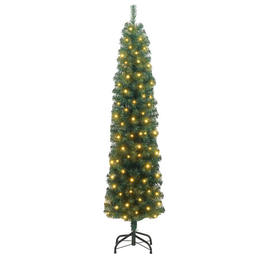 Slanke Kerstboom met 300 LEDs Groen 210 cm