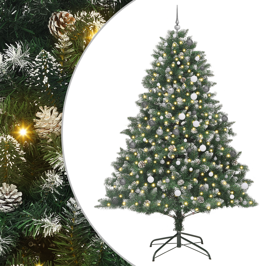 Kunstkerstboom with Decorative String Lights Groen 240 cm PVC