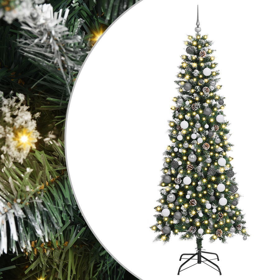 Kerstboom with Decorative String Lights Groen 210 cm PVC