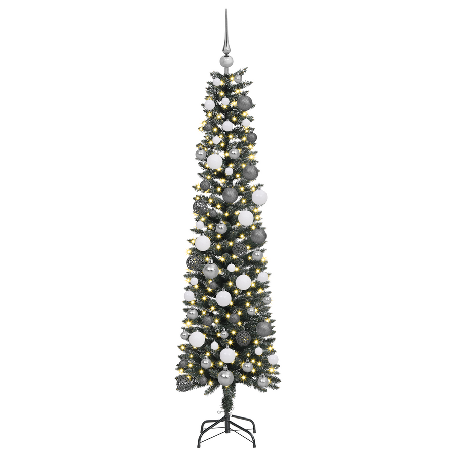 Kerstboom with Decorative String Lights Groen 180 cm PVC