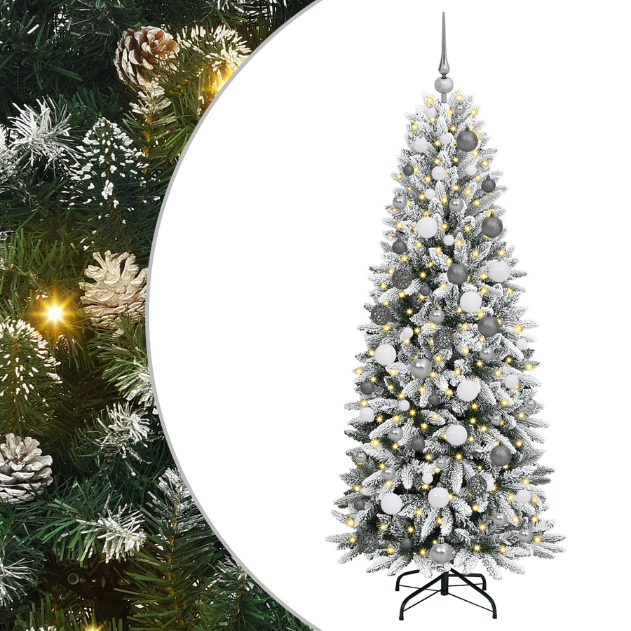Kerstboom with Decorative String Lights Wit 180 cm PVC