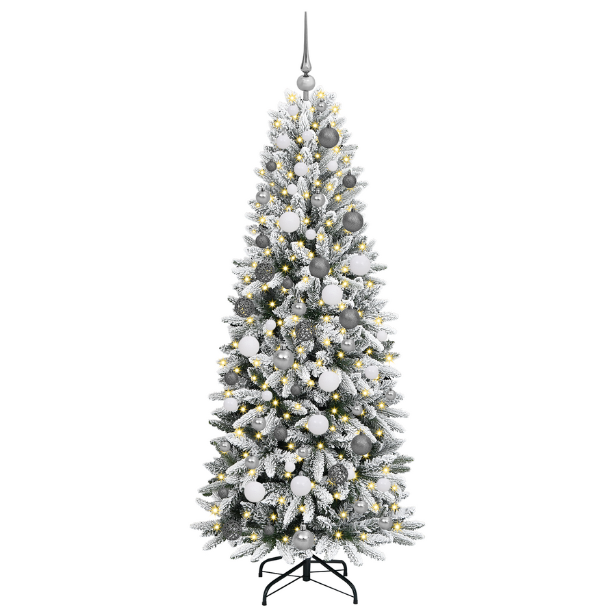 Kerstboom with Decorative String Lights Wit 180 cm PVC