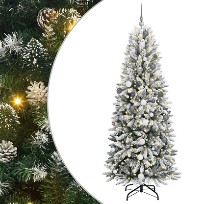 Kerstboom with Decorative String Lights Wit 210 cm PVC