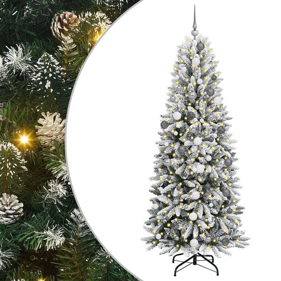 Kerstboom with Decorative String Lights Wit 210 cm PVC