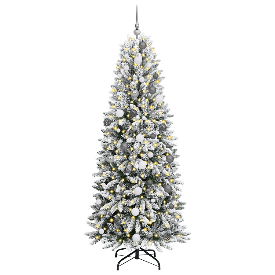 Kerstboom with Decorative String Lights Wit 210 cm PVC