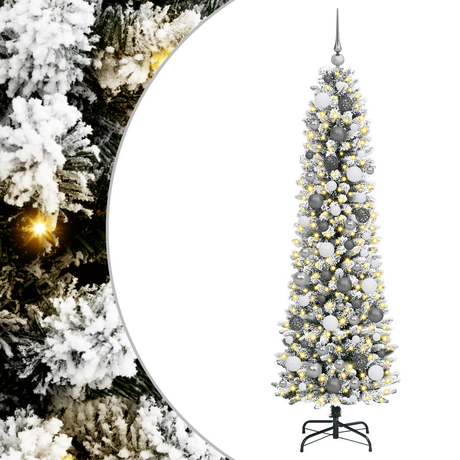 Kerstboom with Decorative String Lights Wit 180 cm PVC