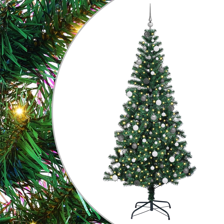 Kunstkerstboom with Decorative String Lights Groen 240 cm PVC