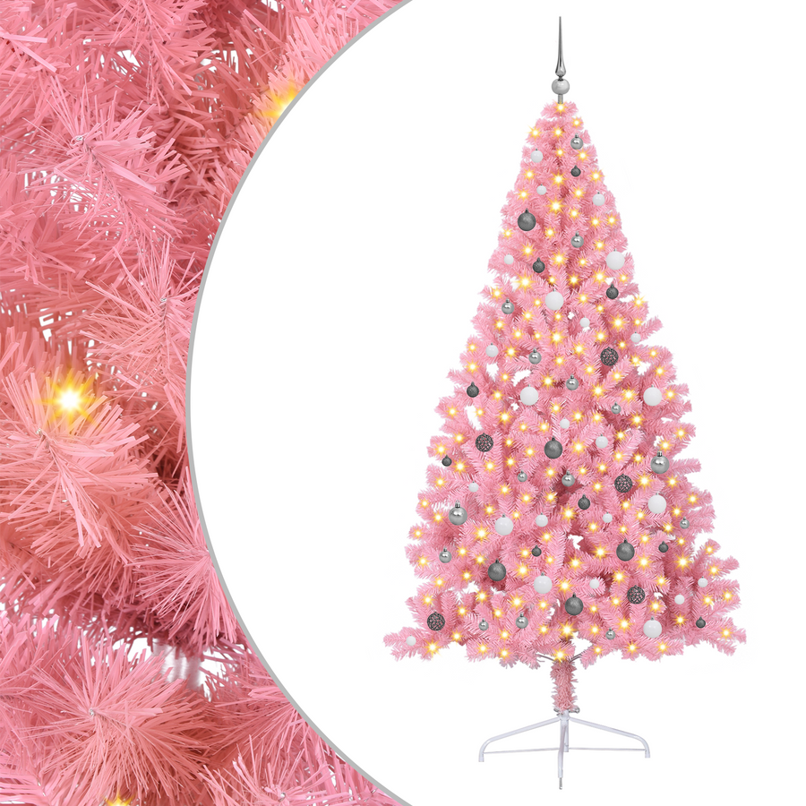 Kunstmatige Halve Kerstboom Roze 240 cm PVC