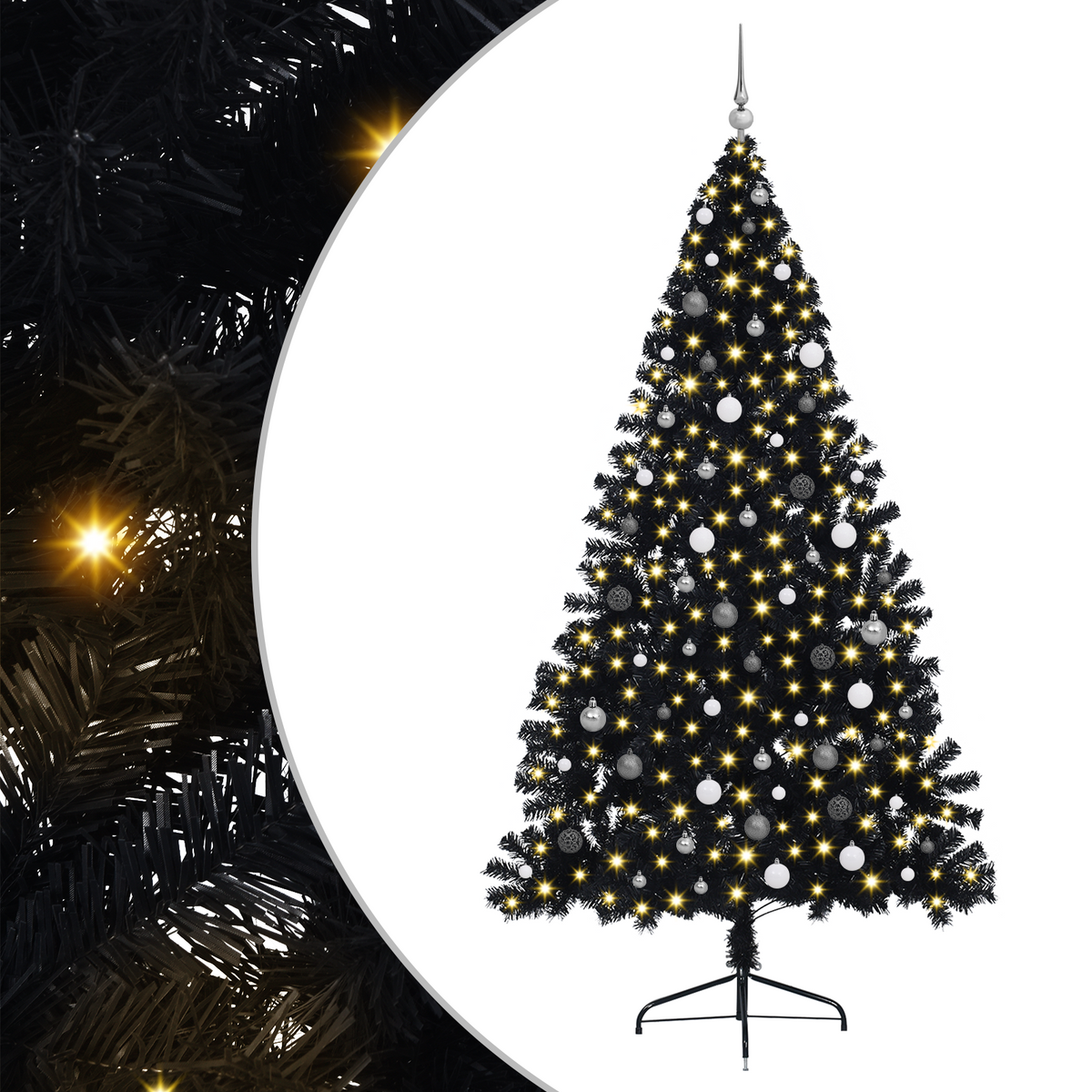 Kunstmatige Halve Kerstboom Zwart 240 cm PVC
