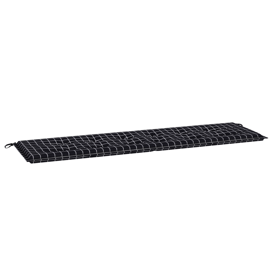 Tuinbank Kussen - Zwart Geruit Patroon - 180 x 50 x 4 cm - Oxford Stof
