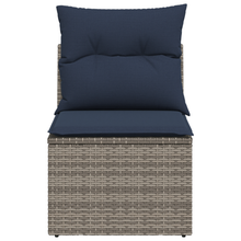 Tuinbank zonder armleuning met kussens poly rattan grijs