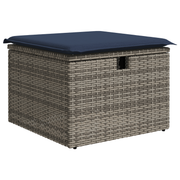 Tuinkruk 55x55x37 cm poly rattan grijs met opbergruimte