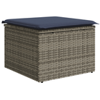 Tuinkruk 55x55x37 cm poly rattan grijs met kussen
