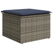 Tuinkruk 55x55x37 cm poly rattan grijs met kussen