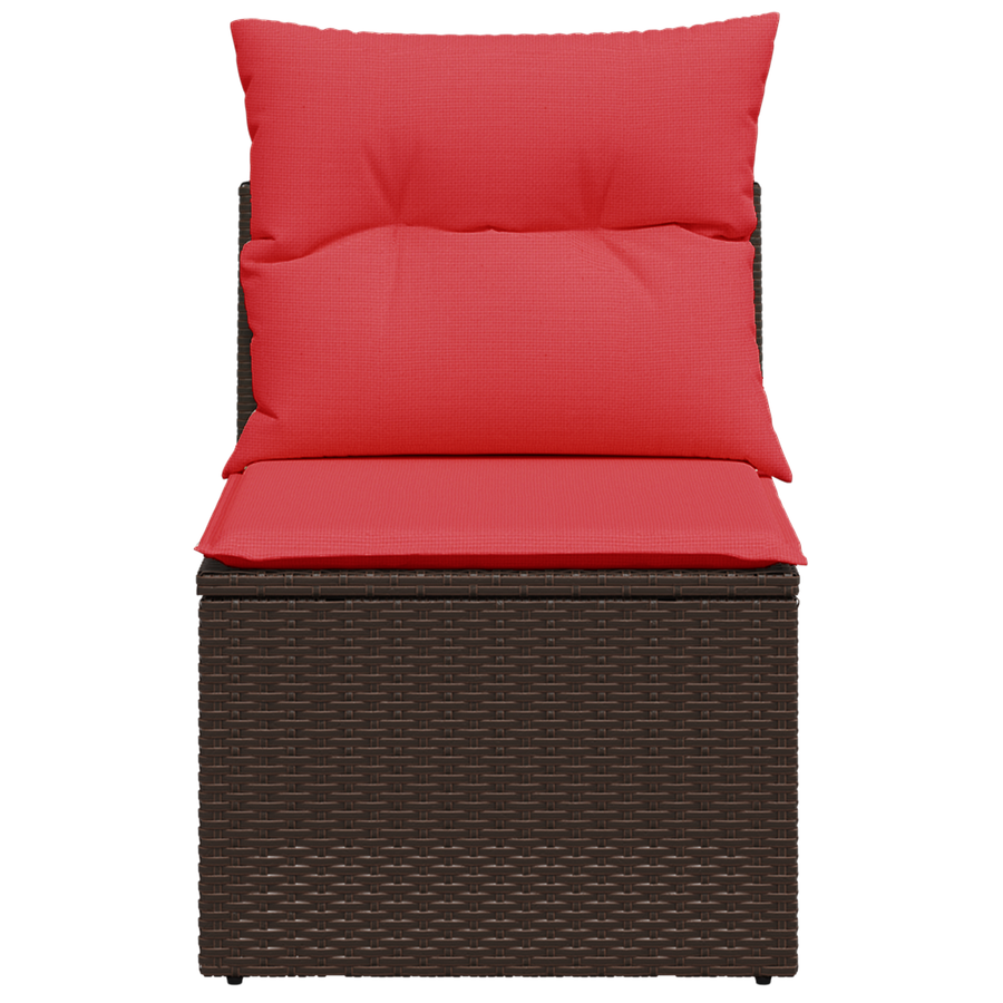 Tuinbank zonder armleuningen met kussens poly rattan bruin