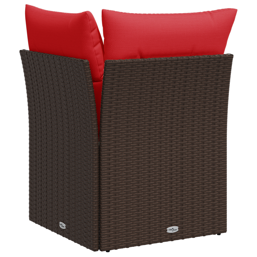 Tuinhoekbank met kussens poly rattan bruin