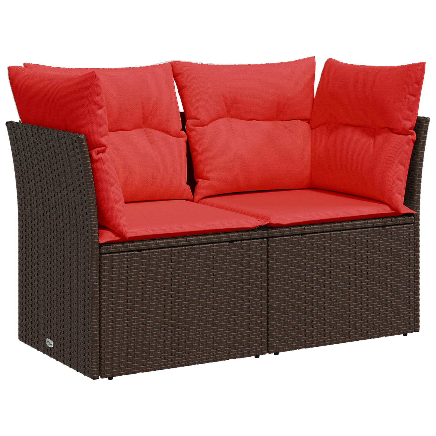 Tuinbank met kussens 2-zits poly rattan bruin