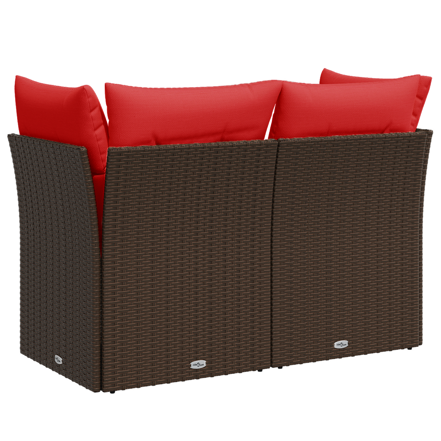 Tuinbank met kussens 2-zits poly rattan bruin