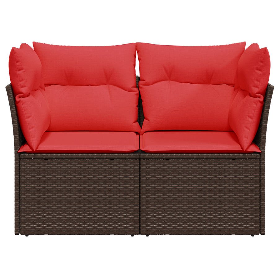 Tuinbank met kussens 2-zits poly rattan bruin