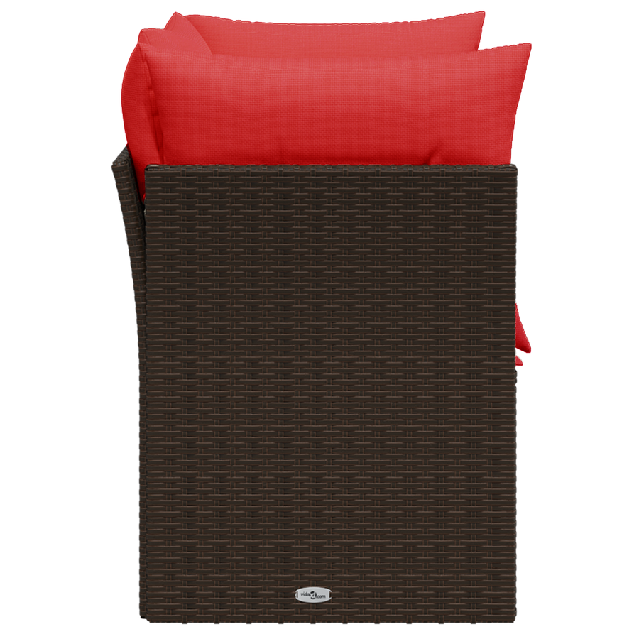 Tuinbank met kussens 2-zits poly rattan bruin