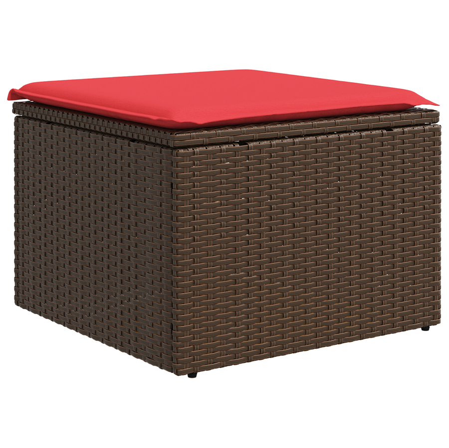 Tuinkruk met kussen 55x55x37 cm poly rattan bruin
