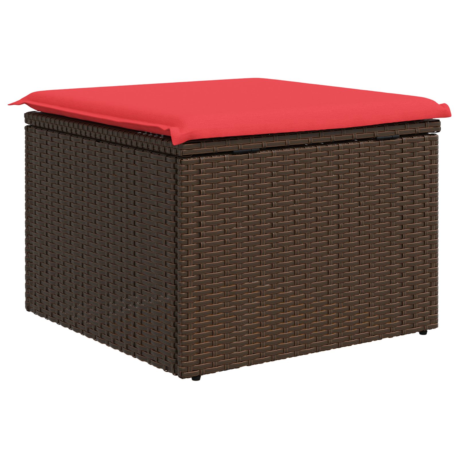 Tuinkruk met kussen 55x55x37 cm poly rattan bruin
