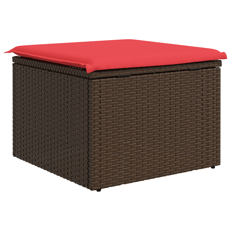 Tuinkruk met kussen 55x55x37 cm poly rattan bruin