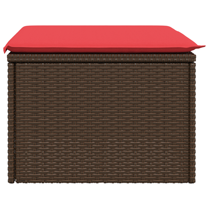 Tuinkruk met kussen 55x55x37 cm poly rattan bruin