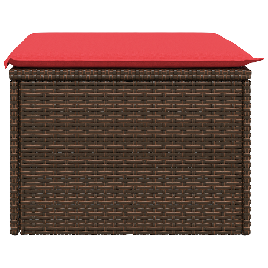 Tuinkruk met kussen 55x55x37 cm poly rattan bruin